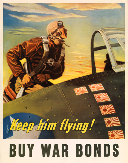 Keep Him Flying US Fighter With Jap Stickers | Vintage War Propaganda Posters 1891-1970