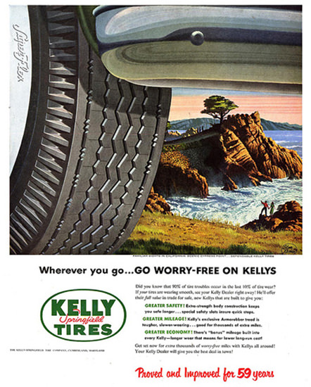 Kelly Springfield Tires 1952 By The Sea | Vintage Ad and Cover Art 1891-1970