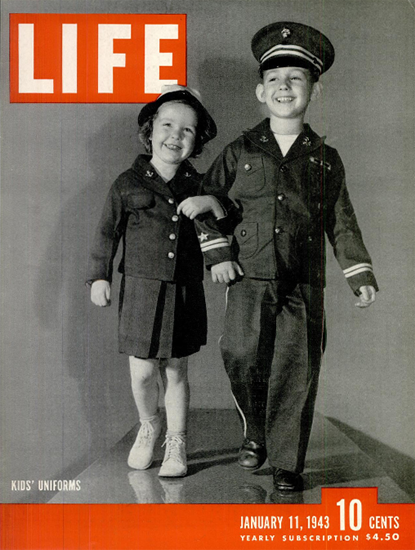 Kids Uniforms 11 Jan 1943 Copyright Life Magazine | Life Magazine BW Photo Covers 1936-1970