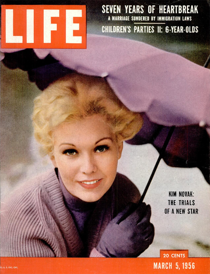 Kim Novak The Trials of a new Star 5 Mar 1956 Copyright Life Magazine | Life Magazine Color Photo Covers 1937-1970