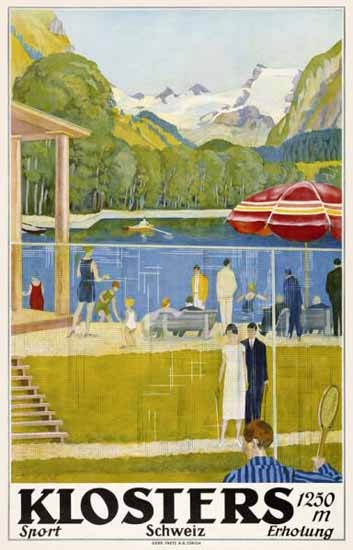 Klosters Schweiz 1250m Sport Erholung Switzerland 1926 | Vintage Travel Posters 1891-1970