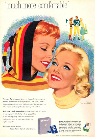 Kotex Girls Much More Comfortable Football 1957 | Sex Appeal Vintage Ads and Covers 1891-1970