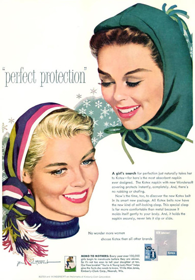 Kotex Girls Perfect Protection 1958 | Vintage Ad and Cover Art 1891-1970