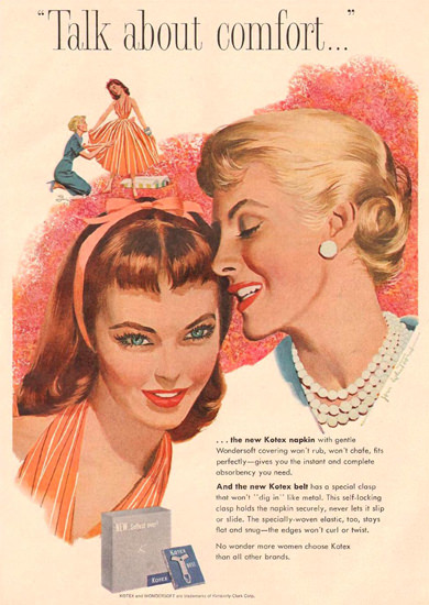 Kotex Talk About Comfort Fashion 1957 | Mad Men Art | Vintage Ad Art ...