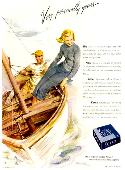 Kotex Very Personally Yours Sailing 1948 | Sex Appeal Vintage Ads and Covers 1891-1970