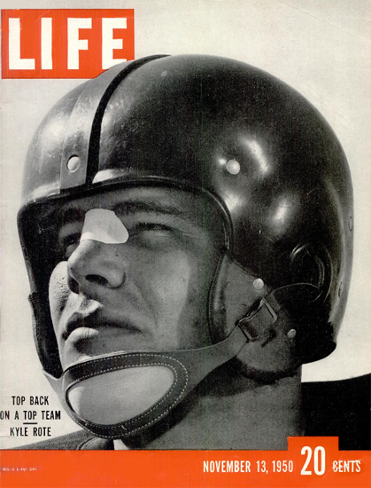 Kyle Rote Football 13 Nov 1950 Copyright Life Magazine | Life Magazine BW Photo Covers 1936-1970