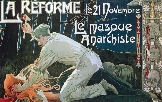 La Reforme Le Masque Anarchiste France | Vintage War Propaganda Posters 1891-1970