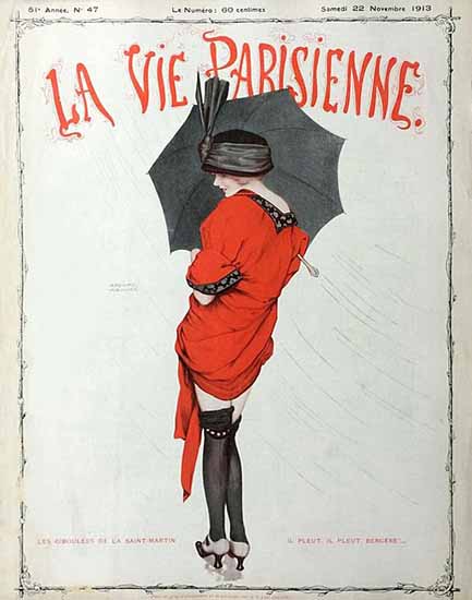 La Vie Parisienne 1913 Il Pleut Il Pleut Raphael Kirchner | La Vie Parisienne Erotic Magazine Covers 1910-1939