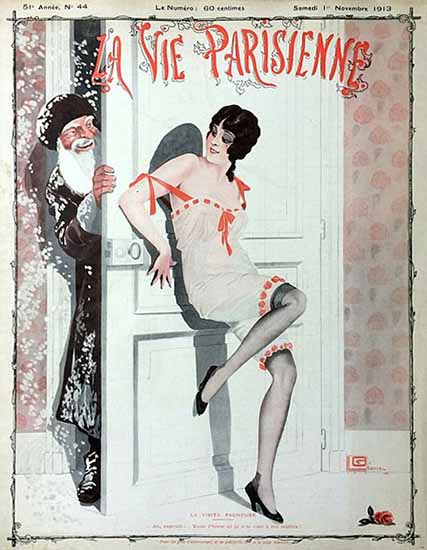 La Vie Parisienne 1913 La Visite Facheuse Georges Leonnec | La Vie Parisienne Erotic Magazine Covers 1910-1939