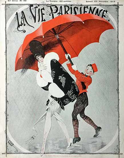 La Vie Parisienne 1913 Le Parapluie Rouge Sex Appeal | Sex Appeal Vintage Ads and Covers 1891-1970