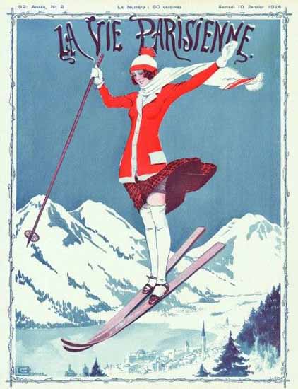 La Vie Parisienne 1914 Sauteur A Skis Sex Appeal | Sex Appeal Vintage Ads and Covers 1891-1970