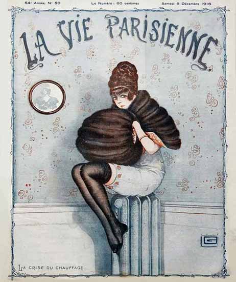 La Vie Parisienne 1916 La Crise Du Chauffage Sex Appeal | Sex Appeal Vintage Ads and Covers 1891-1970