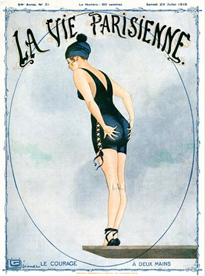 La Vie Parisienne 1916 Le Courage A Deux Mains Georges Leonnec | La Vie Parisienne Erotic Magazine Covers 1910-1939