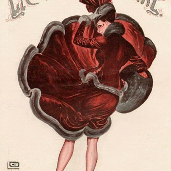 La Vie Parisienne 1916 Une Coup De Vent Georges Leonnec crop | Best of 1891-1919 Ad and Cover Art