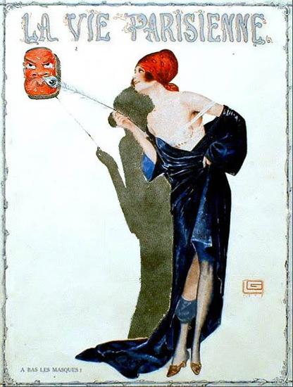 La Vie Parisienne 1917 A Bas Les Masques Paris | Sex Appeal Vintage Ads and Covers 1891-1970