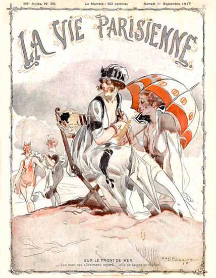 La Vie Parisienne 1917 Sur Le Front De Mer Sex Appeal | Sex Appeal Vintage Ads and Covers 1891-1970