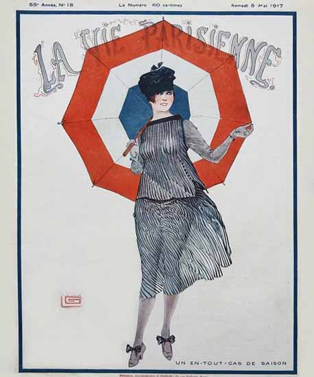 La Vie Parisienne 1917 Un En-Tout-Cas De Saison Georges Leonnec | La Vie Parisienne Erotic Magazine Covers 1910-1939