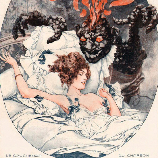 La Vie Parisienne 1919 Le Cauchemar Du Charbon Cheri Herouard crop | Best of 1891-1919 Ad and Cover Art