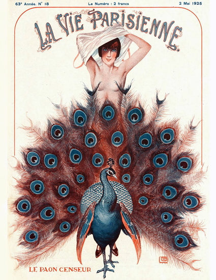 La Vie Parisienne 1925 Le Paon Censeur Georges Leonnec Sex Appeal | Sex Appeal Vintage Ads and Covers 1891-1970