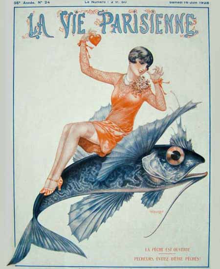 La Vie Parisienne 1928 La Peche Est Ouverte Sex Appeal | Sex Appeal Vintage Ads and Covers 1891-1970