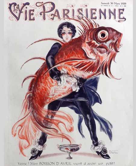 La Vie Parisienne 1929 Mon Poisson D Avril Armand Vallee | La Vie Parisienne Erotic Magazine Covers 1910-1939