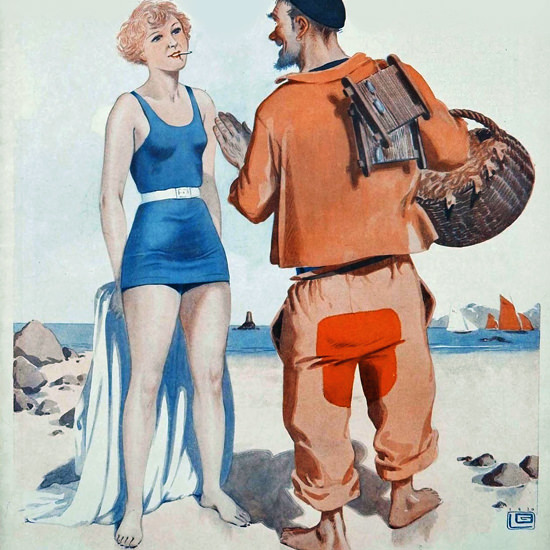 La Vie Parisienne 1930 Puisque Vous Fumez Georges Leonnec crop | Best of Vintage Cover Art 1900-1970