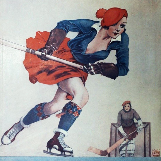 La Vie Parisienne 1932 Le Hockey Georges Leonnec crop | Best of Vintage Cover Art 1900-1970