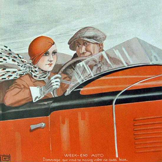 La Vie Parisienne 1932 Week-End Auto Georges Leonnec crop | Best of 1930s Ad and Cover Art