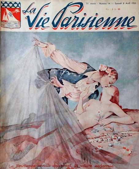 La Vie Parisienne 1933 Le Printems Reveille Georges Leonnec | La Vie Parisienne Erotic Magazine Covers 1910-1939