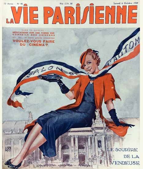 La Vie Parisienne 1934 Salon D Automobile Georges Leonnec Sex Appeal | Sex Appeal Vintage Ads and Covers 1891-1970