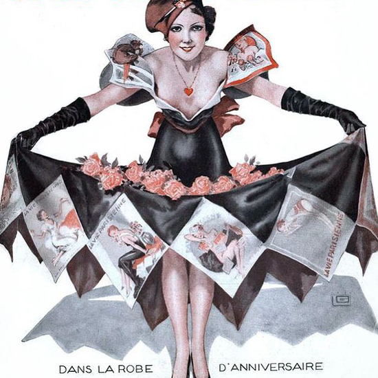 La Vie Parisienne 1935 La Robe D Anniversaire Georges Leonnec Crop Mad Men Art Vintage Ad Art Collection