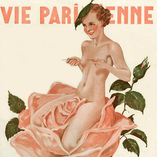 La Vie Parisienne 1935 La Rose Bien Defendue Georges Leonnec crop | Best of 1930s Ad and Cover Art