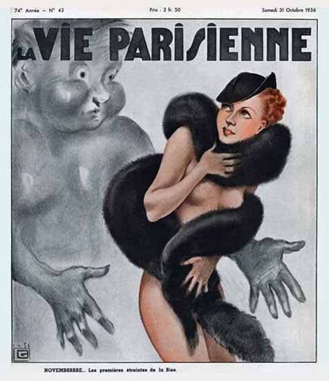 La Vie Parisienne 1936 La Bise Georges Leonnec Sex Appeal | Sex Appeal Vintage Ads and Covers 1891-1970