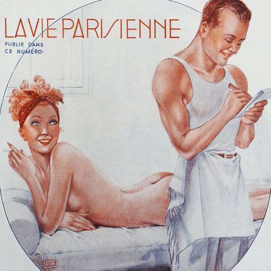 La Vie Parisienne 1937 Masseur Georges Leonnec crop | Best of 1930s Ad and Cover Art