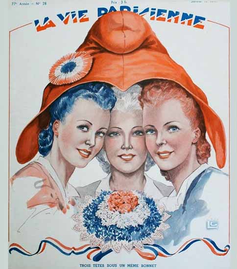 La Vie Parisienne 1939 Trois Tetes Sous Un Meme Bonnet Sex Appeal | Sex Appeal Vintage Ads and Covers 1891-1970