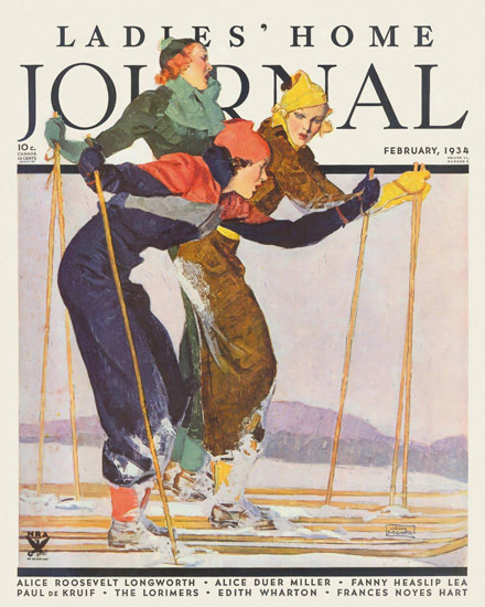 Ladies Home Journal Copyright 1934 Skiing Ladies | Vintage Ad and Cover Art 1891-1970