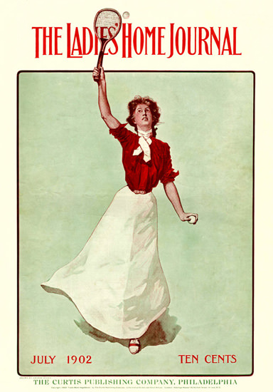 Ladies Home Journal Cover Copyright 1902 Tennis Lady | Vintage Ad and Cover Art 1891-1970