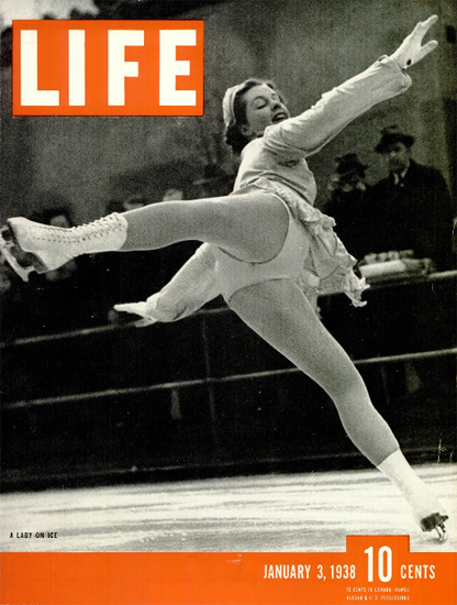 Lady on Ice 3 Jan 1938 Copyright Life Magazine | Life Magazine BW Photo Covers 1936-1970