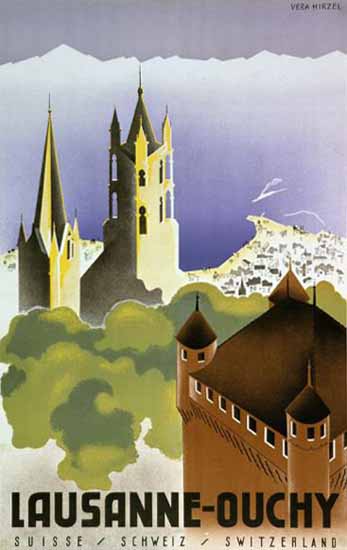 Lausanne Ouchy Lake Geneva Suisse Switzerland 1936 | Vintage Travel Posters 1891-1970