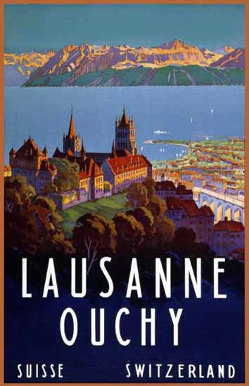 Lausanne Ouchy Suisse Lake Geneva Switzerland 1929 | Vintage Travel Posters 1891-1970