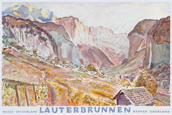 Lauterbrunnen Bernese Oberland Switzerland 1947 | Vintage Travel Posters 1891-1970