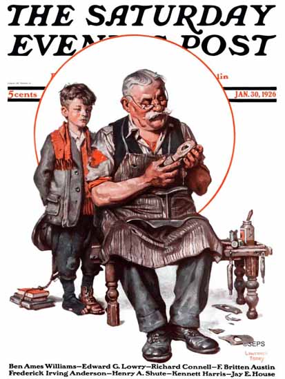 Lawrence Toney Saturday Evening Post The Shoemaker 1926_01_30 | The Saturday Evening Post Graphic Art Covers 1892-1930