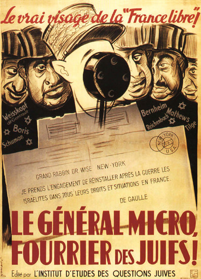 Le General Micro Fourrier Des Juifs Xenophobia | Vintage War Propaganda Posters 1891-1970