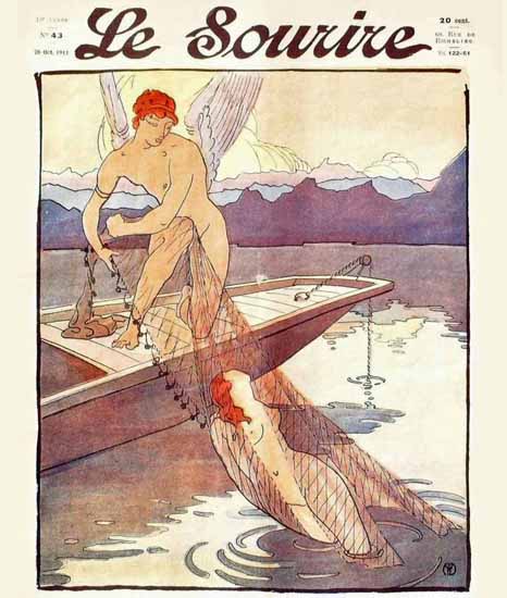 Le Sourire 1911 Life Guard Angel Henri Montassier | Sex Appeal Vintage Ads and Covers 1891-1970