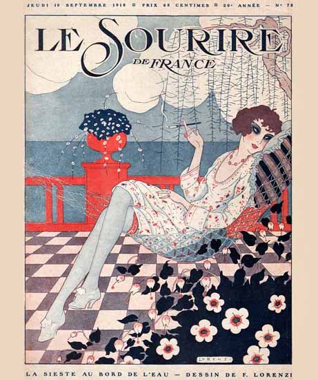 Le Sourire 1918 La Sieste Fabius Lorenzi | Sex Appeal Vintage Ads and Covers 1891-1970