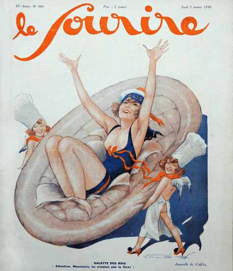 Le Sourire 1930 Galette Des Rois ValdEs | Sex Appeal Vintage Ads and Covers 1891-1970