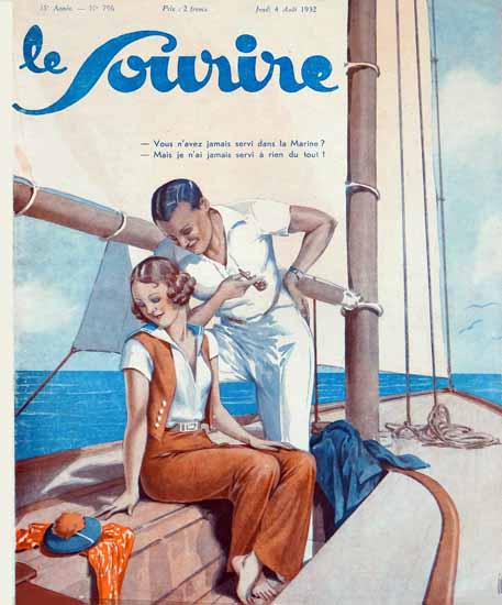 Le Sourire 1932 La Marine Georges Leonnec | Sex Appeal Vintage Ads and Covers 1891-1970