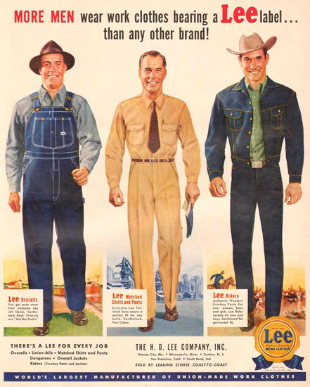 Lee Work Clothes Overalls Shirts Pants 1951 | Mad Men Art | Vintage Ad ...