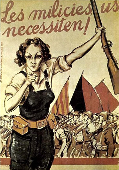 Les Milicies Us Necessiten Spain Espana | Vintage War Propaganda Posters 1891-1970