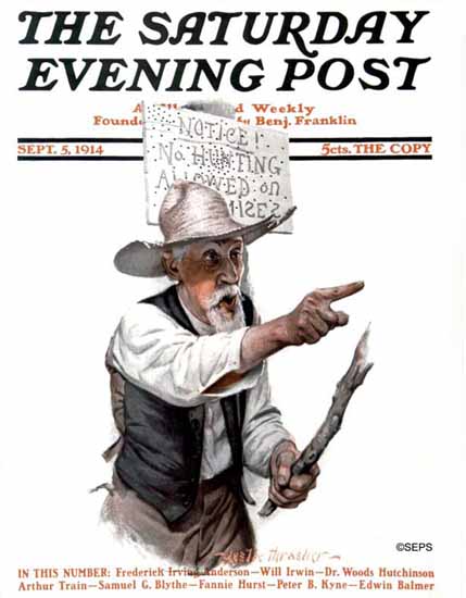 Leslie Thrasher Saturday Evening Post No Hunting 1914_09_05 | The Saturday Evening Post Graphic Art Covers 1892-1930